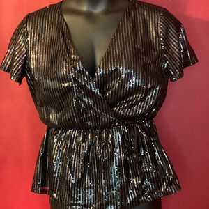 Gypsies & Moondust Sequin Wrap Top Size M